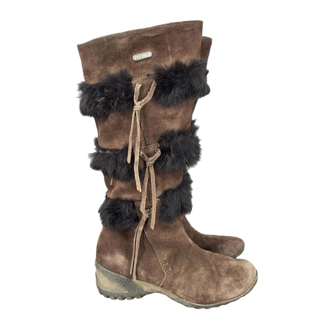 Tecnica Apres Winter‎ Riding Boots Womens Size 6 Brown Suede Leather Fur  Italy